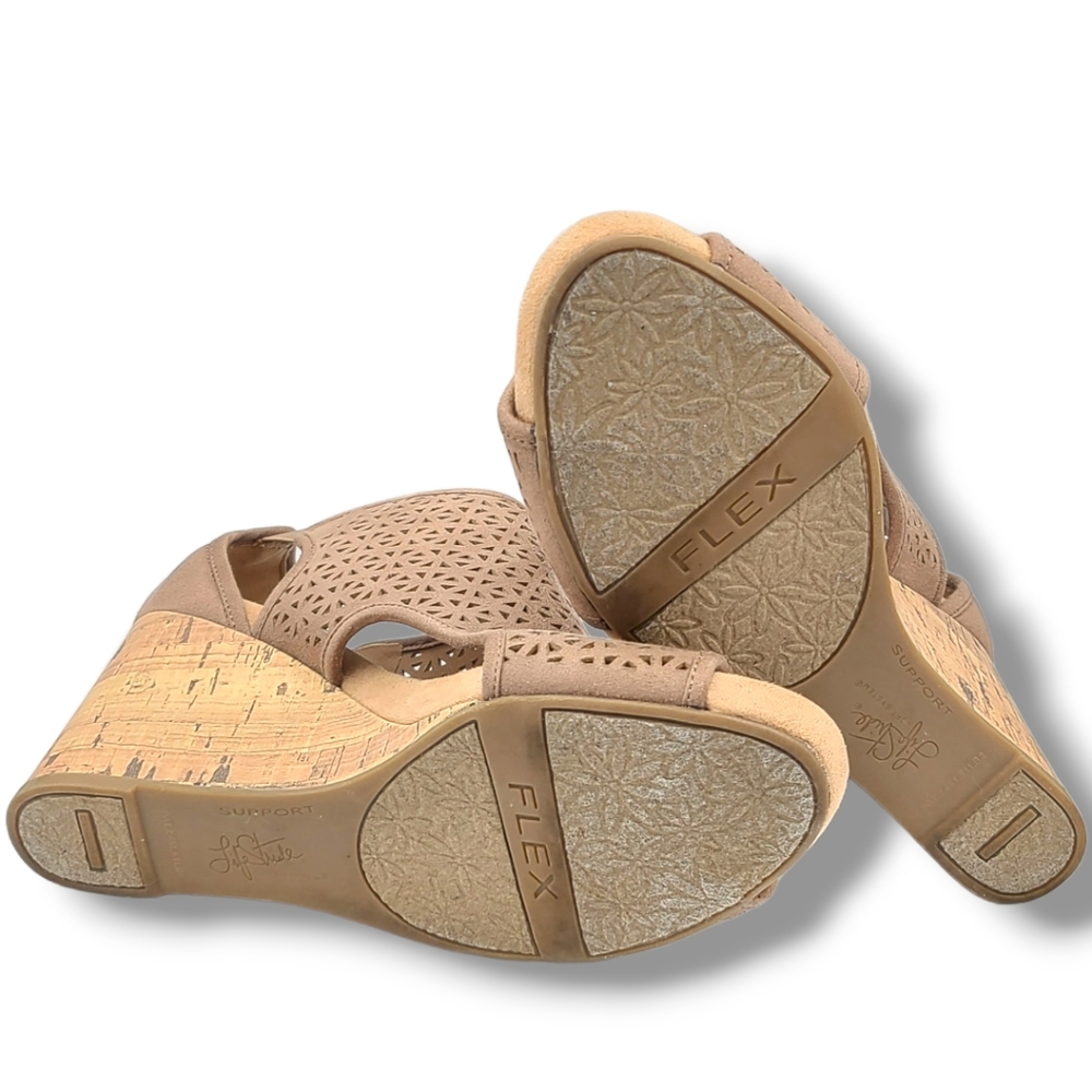 Life Stride Women's Tan Flex Soft System Hinx 2 Cut Out Wedge Sandals Size 10 - Picture 9 of 16
